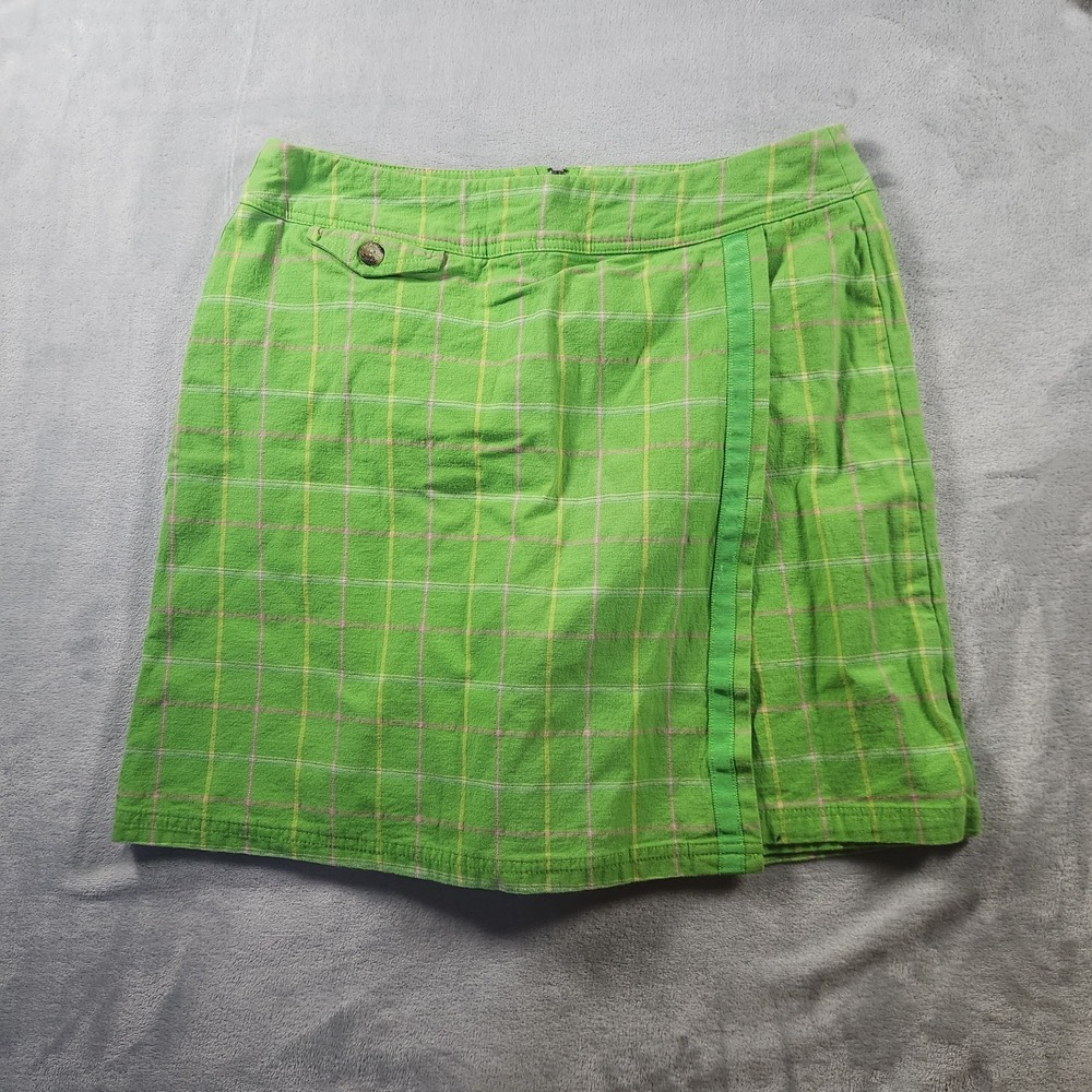Duck Head GreenPlaid Faux Wrap Mini Skirt‎ 10 Womens Cotton